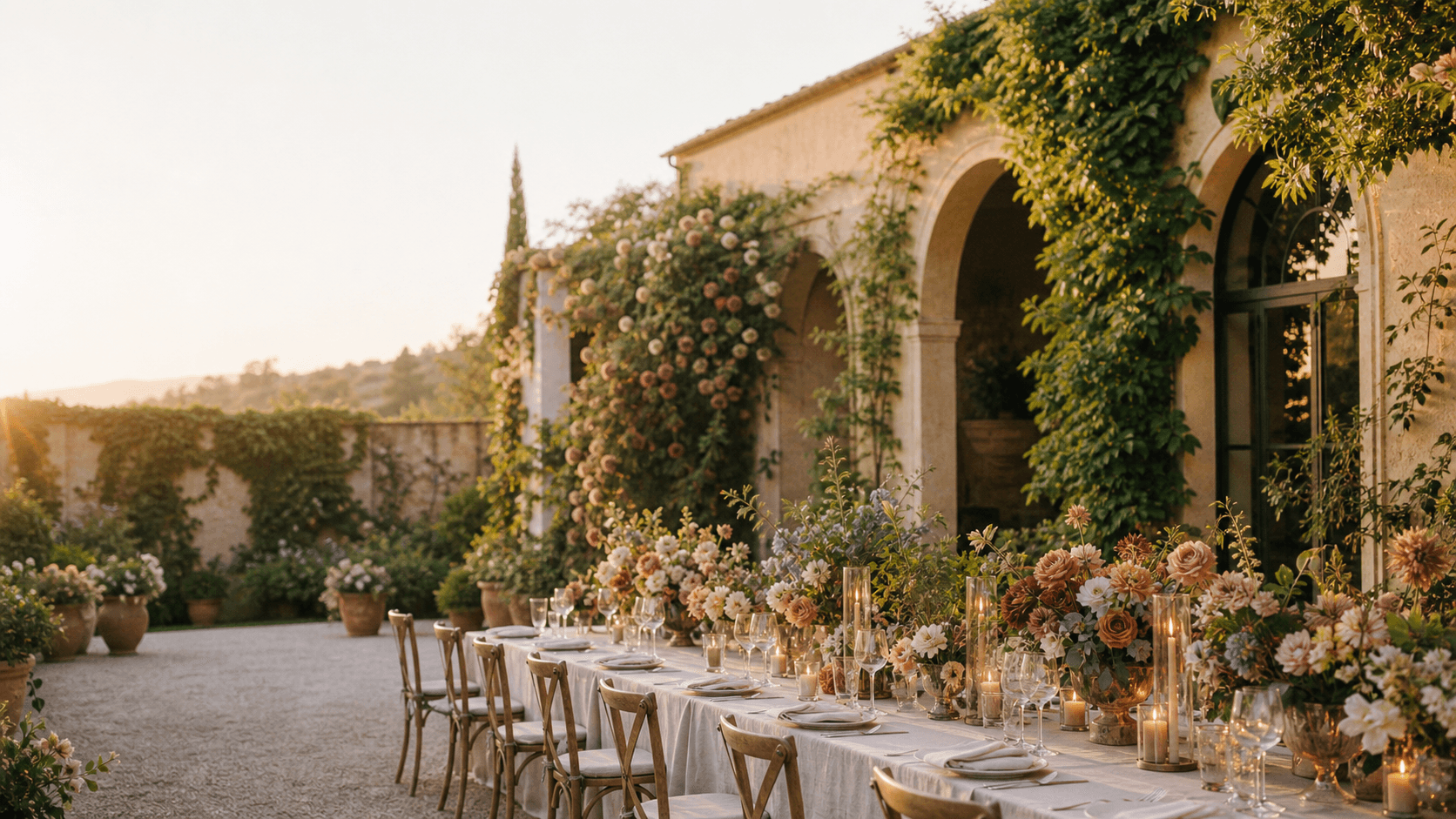 Wildflowers, candlelight, and color at golden hour
